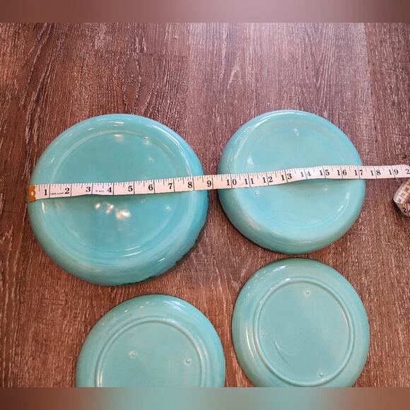 Jaska of California Cascade Ware Blue with Brown Drip Vintage 2 bowls 2 plates - Picture 5 of 13